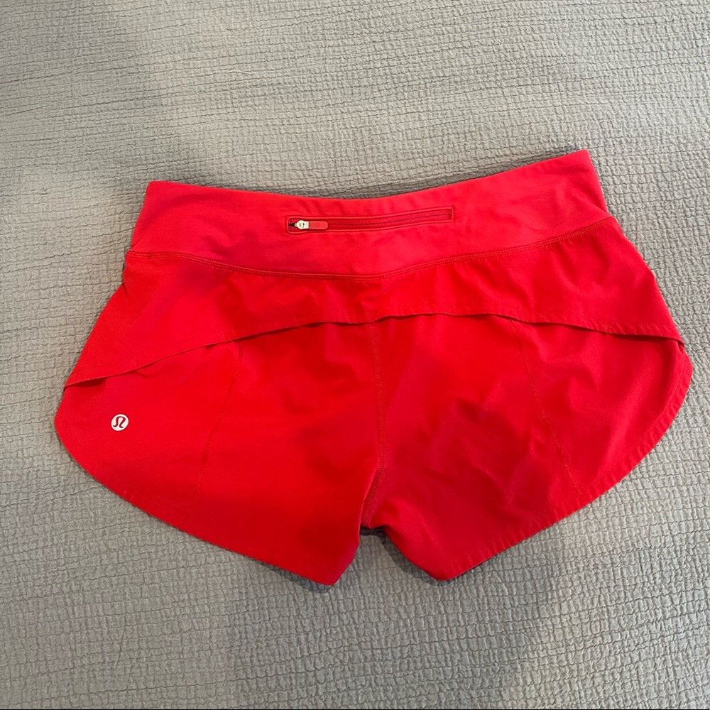 Lululemon speed shorts size 6 bright red